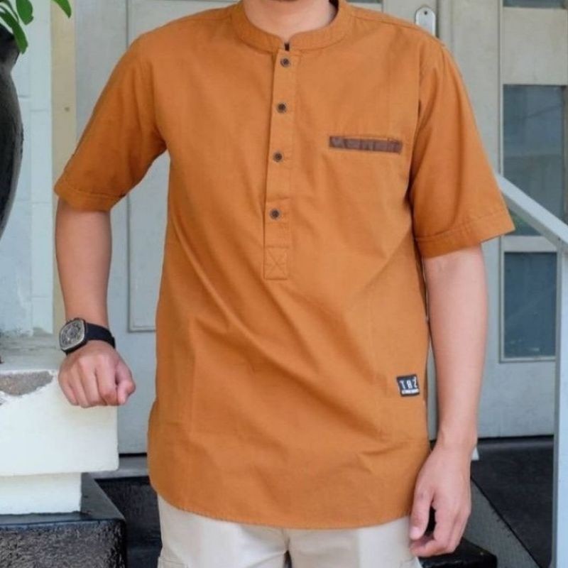 Koko Pria Dewasa Terbaru 2024 Baju Muslim Cowok Lengan Panjang Kokko Remaja Atasan Slim Fit Pendek J