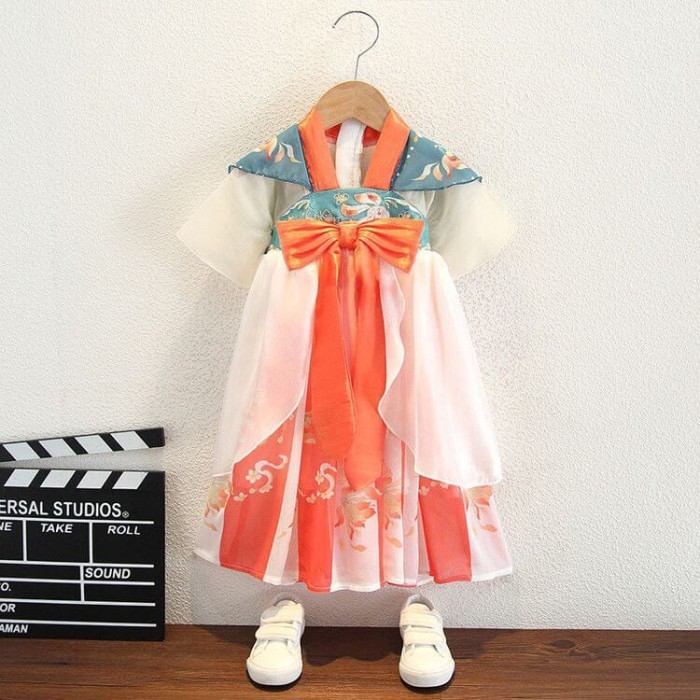 New Dress cheongsam anak perempuan 2751 orange hanbok import