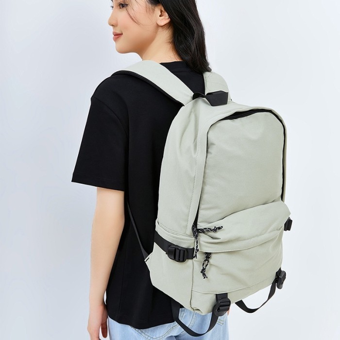Promo KKV DUNSS Unisex Basic Canvas Backpack Tas Ransel Punggung Pria Wanita - green, small 2024 Ter