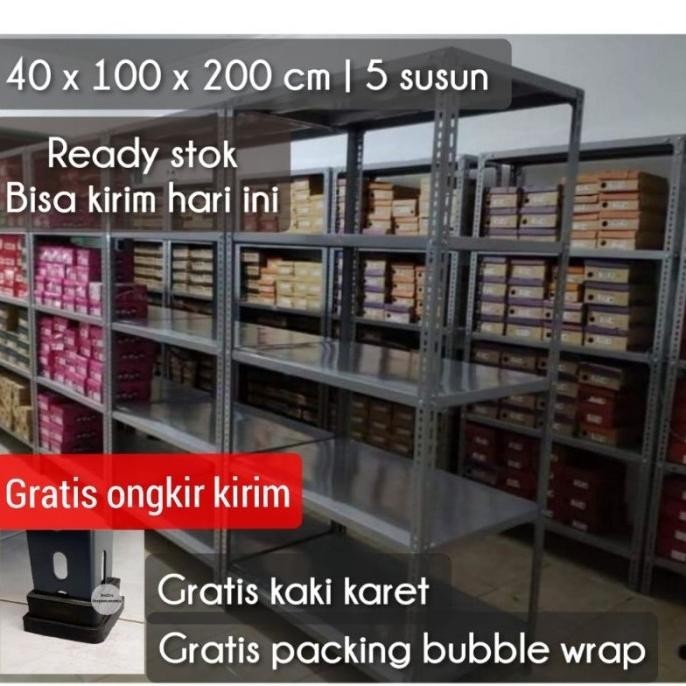Rak Besi Siku 5 Susun Rak Gudang 40X100X200Cm Widyaschoice