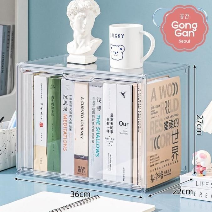 Container Box Akrilik Buku Transparent Acrylic Book Magazine Organizer - kuigrocery