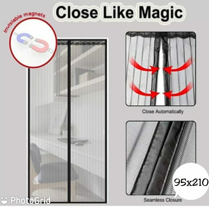 Tirai Pintu Magnet Taiwan Elegan Polos Salur HITAM