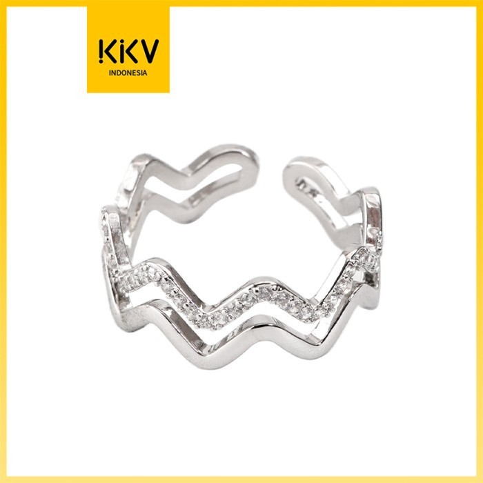 Kkv Cincin Motif Gelombang Perak Dengan Desain Bukaan Bl T07880Bl
