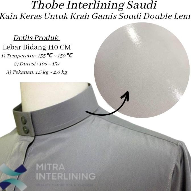 Kain Keras Full Lem Bulak Balik Gamis Saudi Arab 2 Face Fusible Thobe