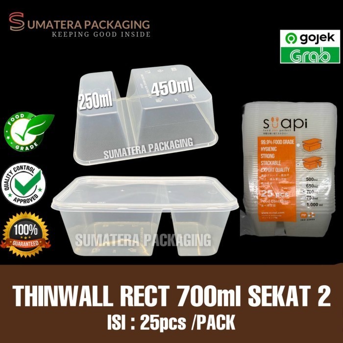 

*#*#*#*#] THINWALL RECT 700ml SEKAT 2 SUAPI isi 25pcs Per Pack Medan Grosir
