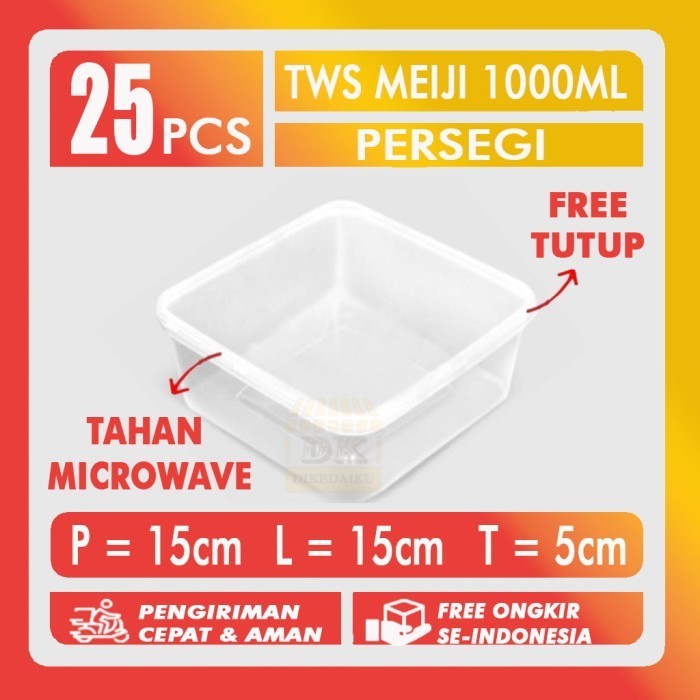 

hanya disini] Kotak Makan Plastik / Thinwall SQUARE / wadah persegi - 1000ml 25 pcs