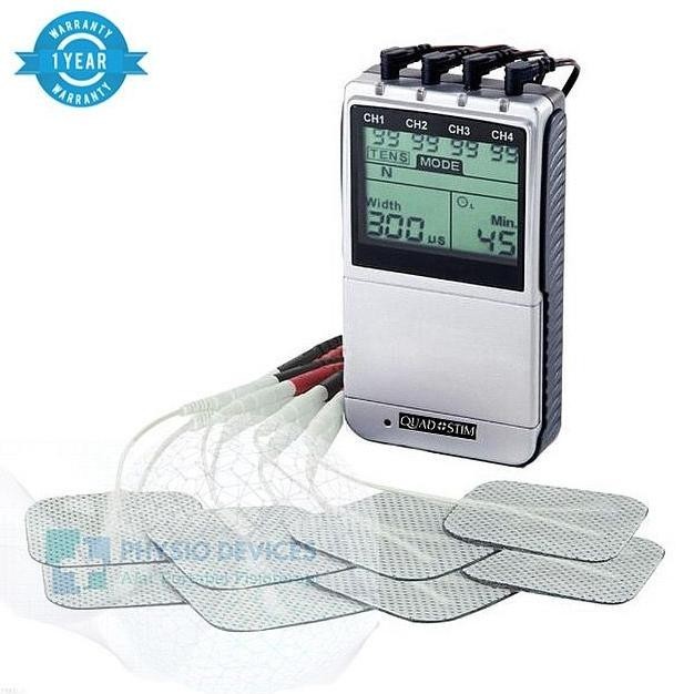 QUAD STIM PLUS TENS + EMS/NMES 4 CHANNEL ALAT FISIOTERAPI PORTABLE