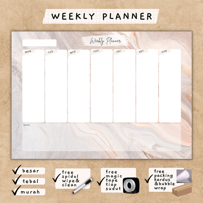 

Sale Weekly Wall Planner Schedule Poster Board Papan Jadwal Mingguan Berkualitas