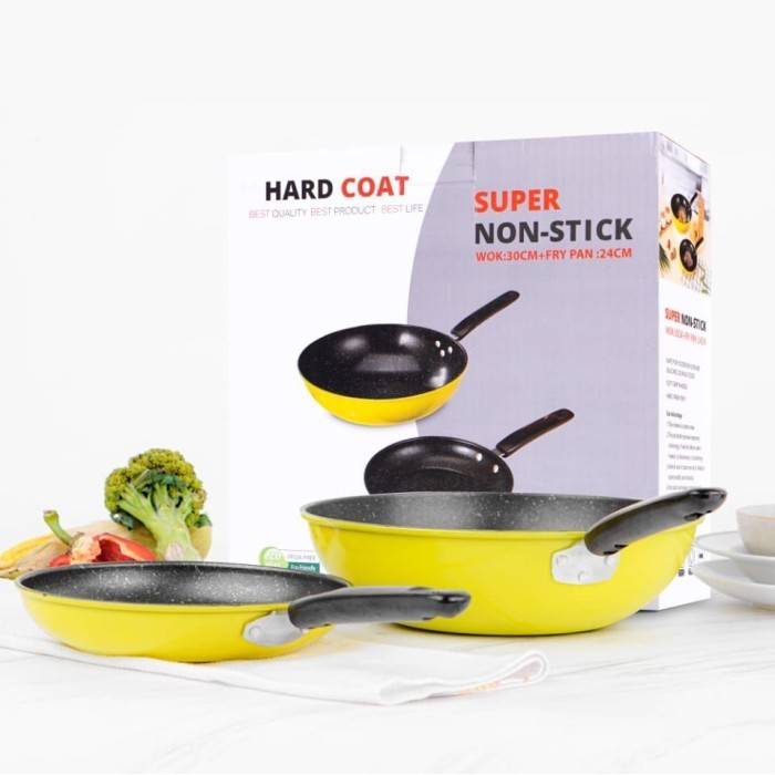%%%%] Panci set wajan wok pan marble frying pan series hard coat