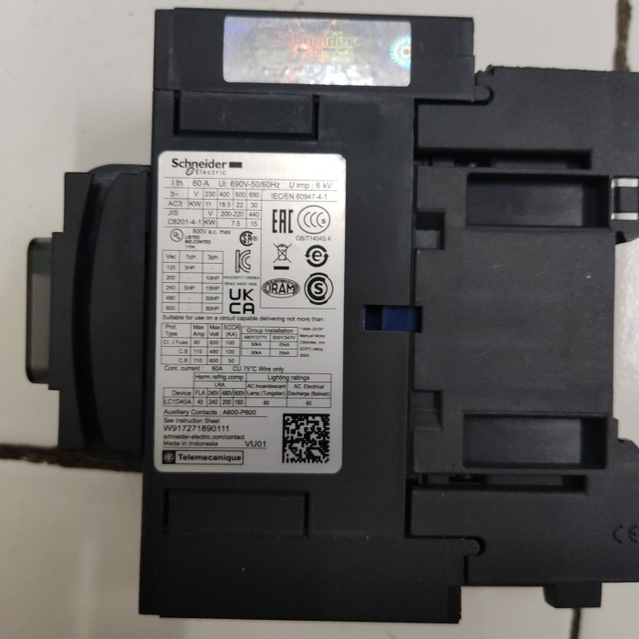 Schneider Electric Kontaktor Lc1D40Am7 / Contactor Lc1D40A Schneider Terlariss 