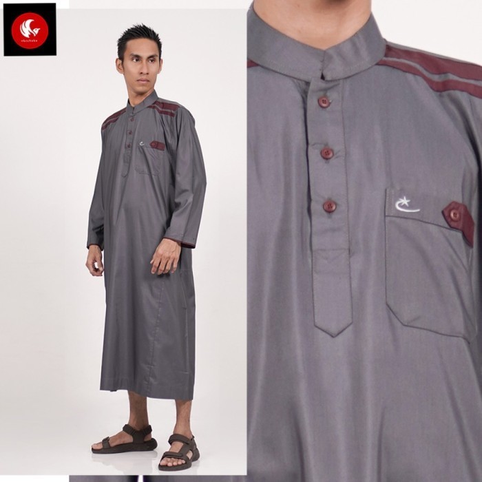 VIRALJubah Pakaian Muslim Gamis Pria Cordova Abu Tua AL-ISRA - Abu Tua, Lslimfit al haramain hitam j
