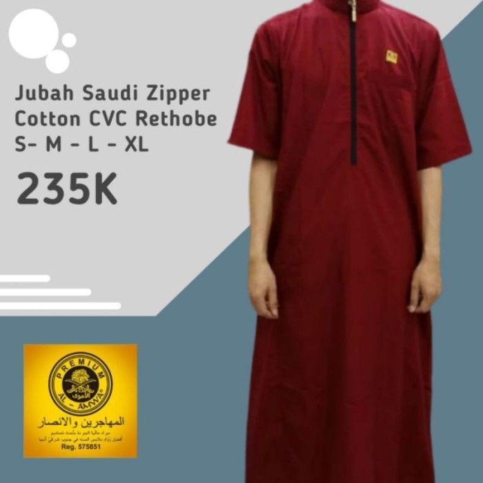 LANGSUNG KIRIMGamis Jubah Dubai Slimpit Pria Dewasa Cotton CVC Rethobe Lengan Pendeklengan pendek sl