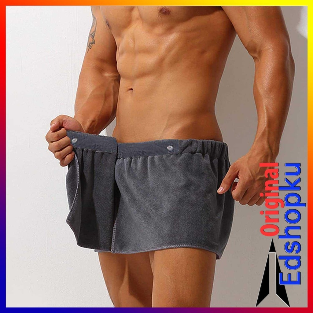 Handuk Celana Pendek Sexy Sauna Gym Celana Mandi Pria Short Pants Towel Microfiber Wearable Spa Fitn