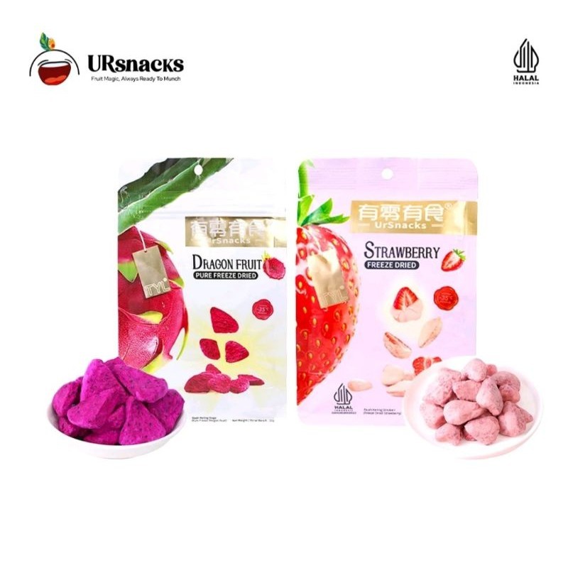 

URSNACKS bundle of 2 - Freeze Dried keripik sehat (Dragon Fruit & Strawberry)