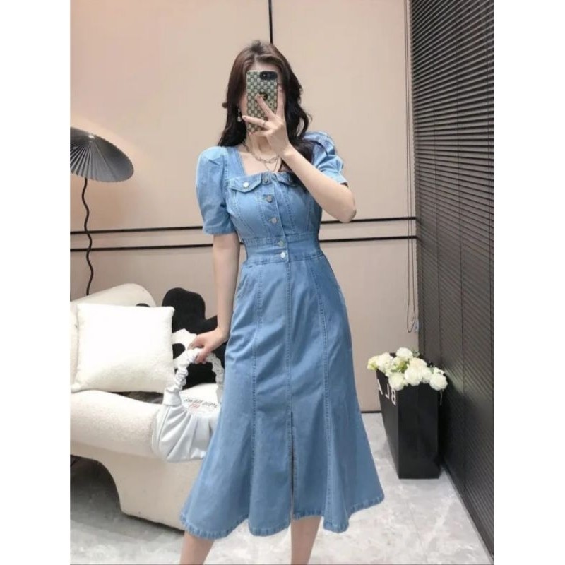 Dress Pendek Wanita Selutut Korean Style Pakaian Midi Pesta Dewasa Tunik Dreis Dresss Gaun Lebaran I