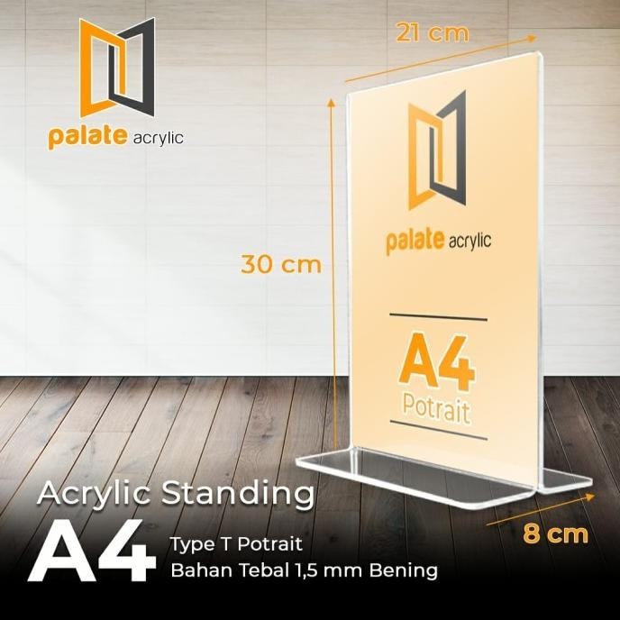 

sto AKRILIK DISPLAY A4 T PORTRAIT / TEMPAT BROSUR/ TENT CARD ACRYLIC 1.5MM
