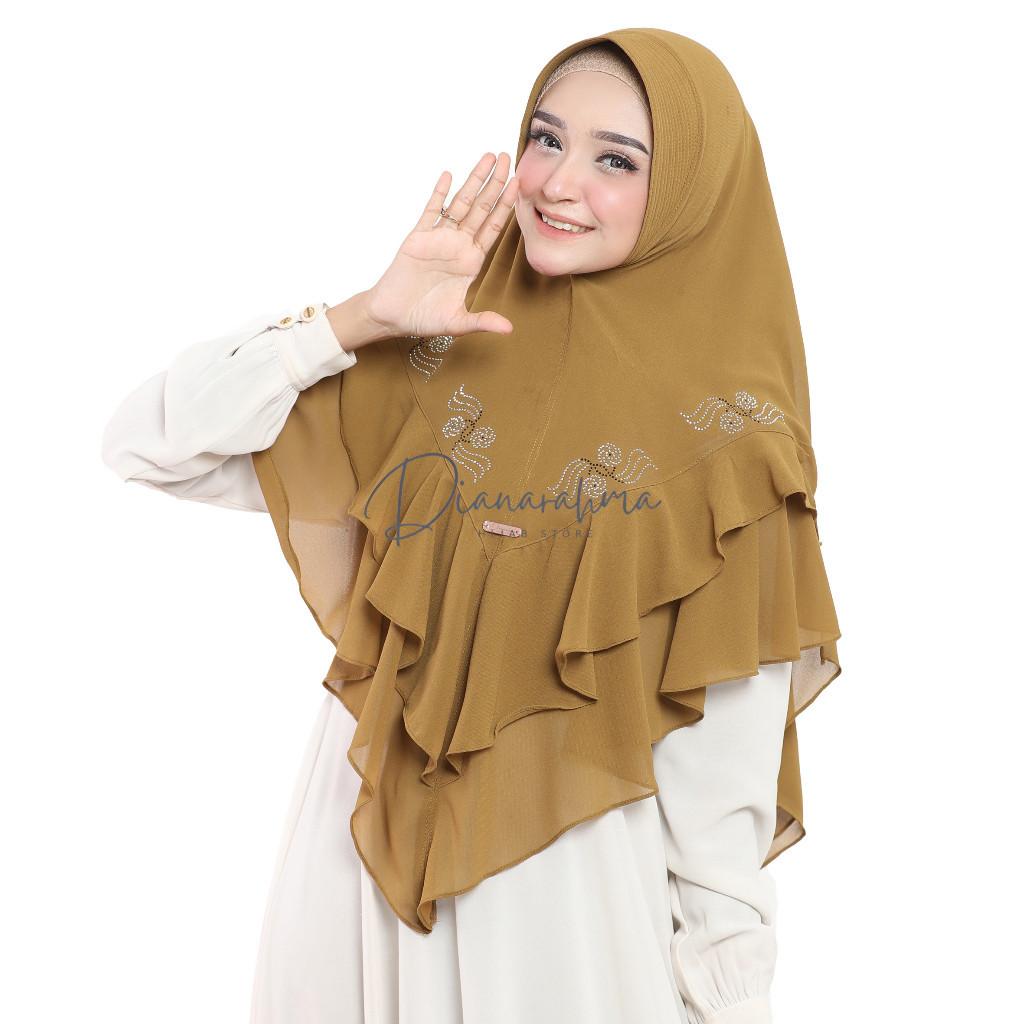 Promo Mega Sale 2.2 // - Jilbab Hijab Khimar Syar'i Ceruty Babydoll 2 Layer Rempel Payet