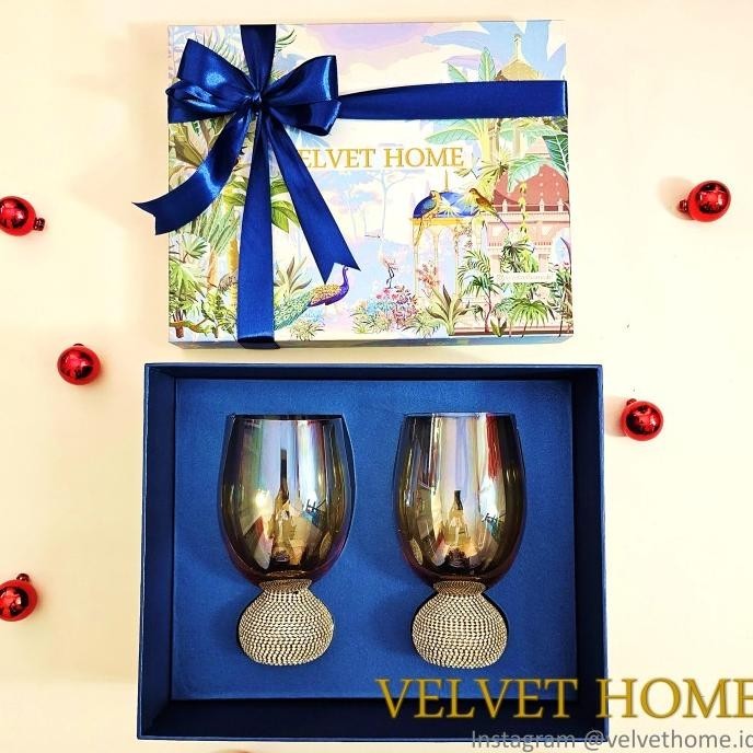 Hampers Gelas Crystal Gift Wine Gold Kaca Natal Lebaran Imlek Parcel  Charahiro3