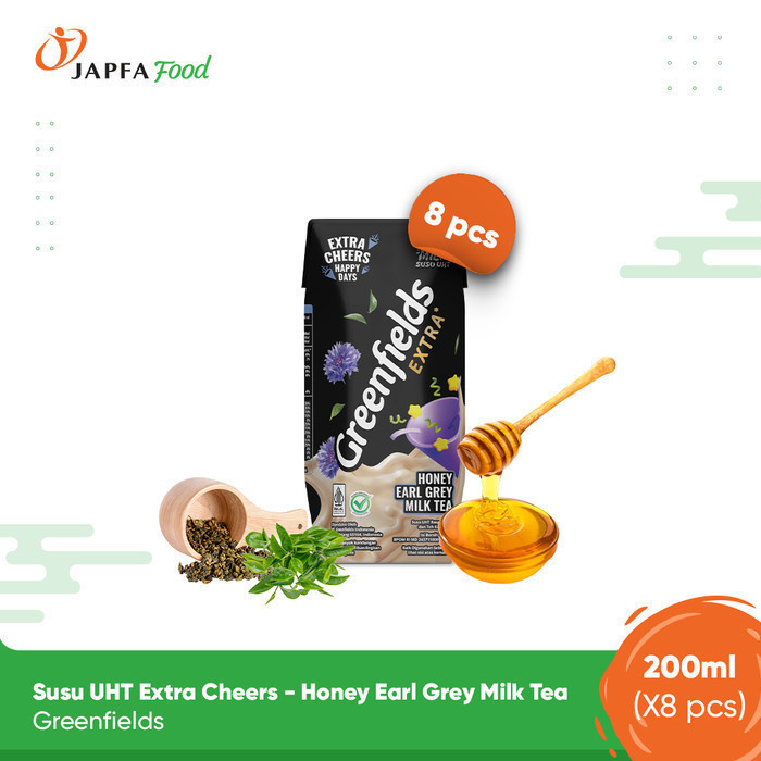 

Greenfields Susu UHT Extra Cheers - Honey Earl Grey Milk Tea 200ml - Isi 8pcs -100% Fresh Milk dari Greenfields Farm