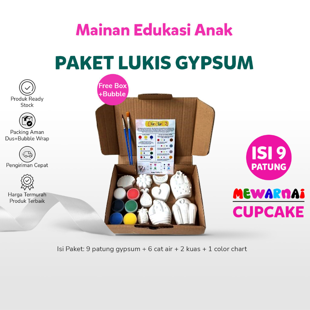 

Paket patung Lukis gypsum cupcake / gypsum painting / gipsum lukis anak