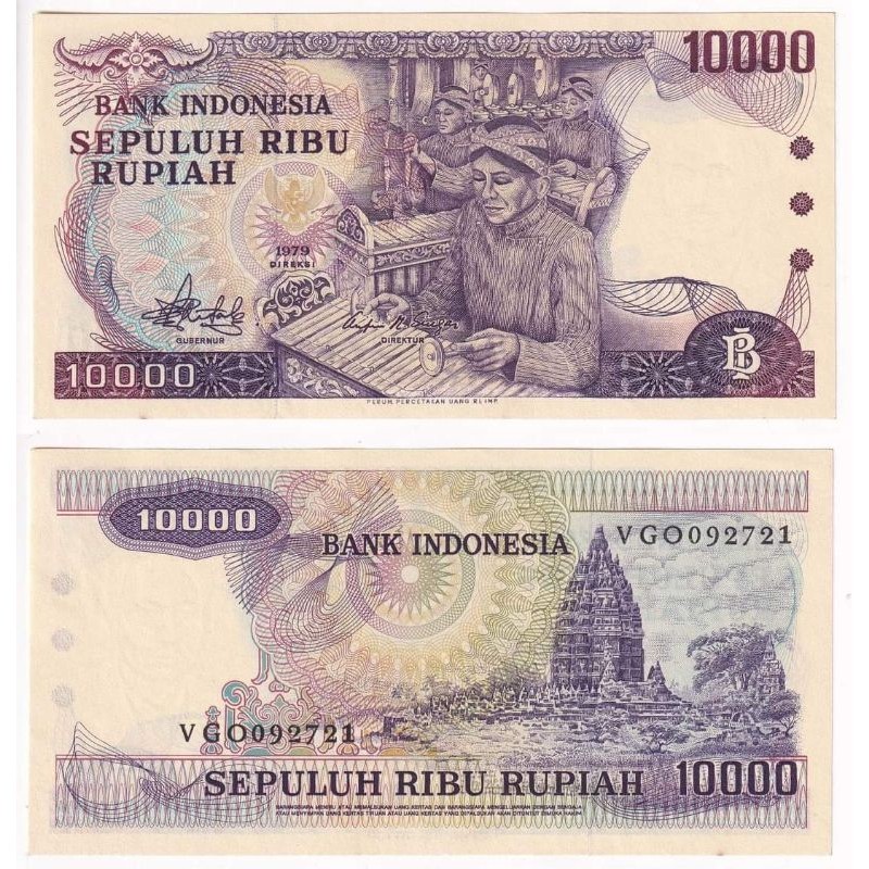 Uang Kuno 10000 Rupiah 1979 Gamelan aUNC/UNC GRESS