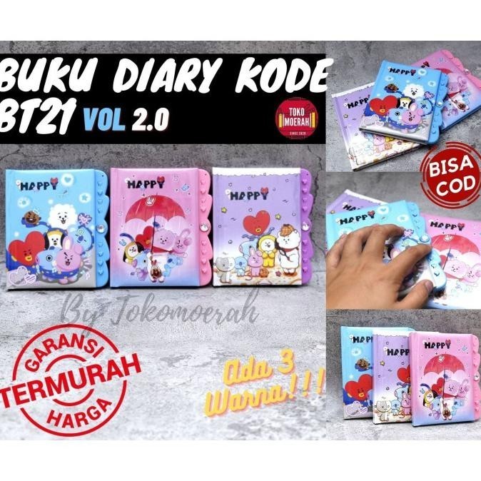 Diskon Buku Bt21 / Buku Diary Password Bt21 / Note Book Bt21 Kode Lucu Bts - Gilaa