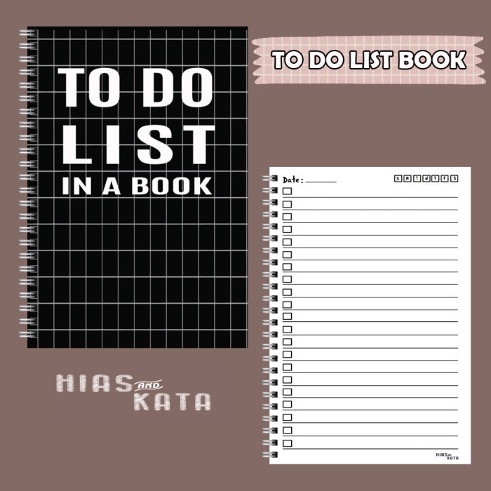 

Hemat To Do List In A Book Daily Checklist Black Grid A5 Promo
