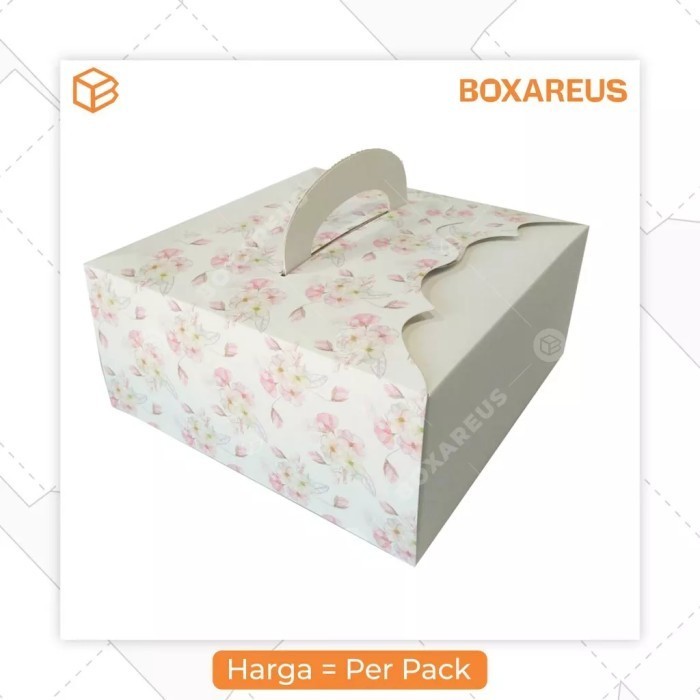DUS PUTIH BOX KOTAK KUE puding HAMPERS SOuVENIR FLOWER lebaran idul fi