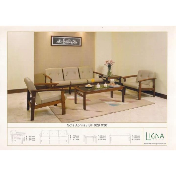 Set Sofa kayu Aprilia Ligna Sofa sofa minimalis Kursi tamu kayu asli