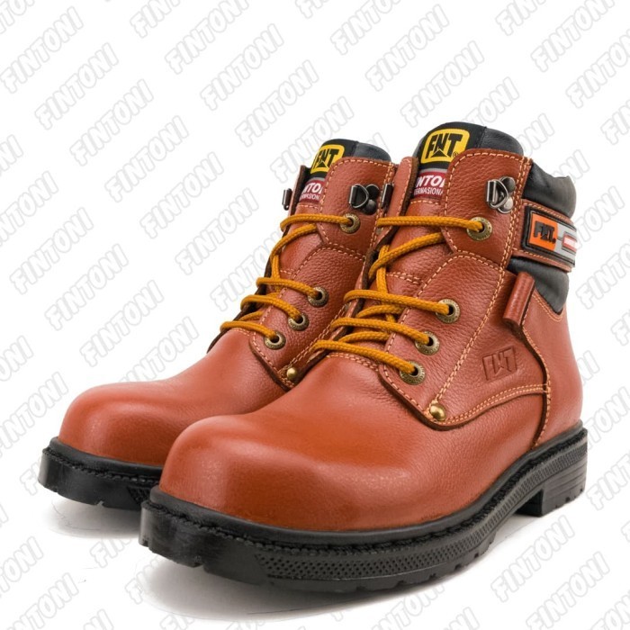 Sepatu Pria Boots Safety Kulit Fintoni Steel Toe 6919