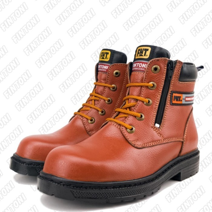 Sepatu Pria Boots Safety Kulit Fintoni Steel Toe 6909