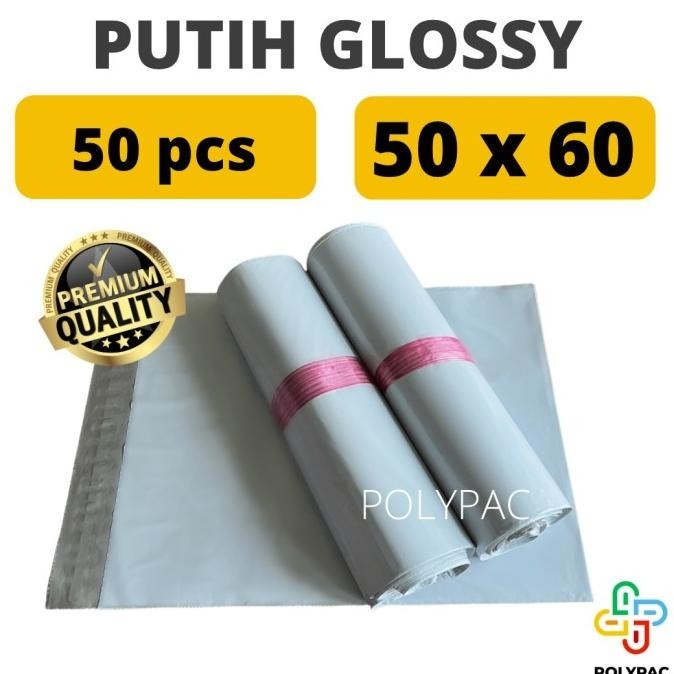 Polymailer Putih Glossy [50X60] Isi 50Pc - Polymailer Putih Premium