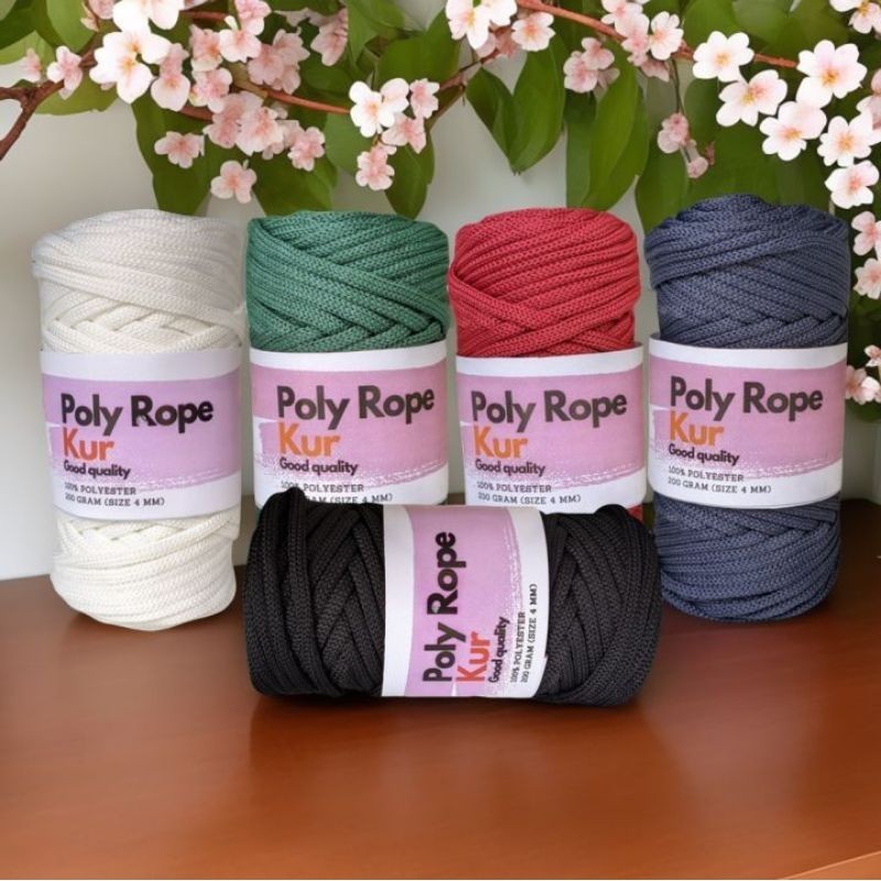 KATALOG BENANG RAJUT POLYESTER POLY ROPE/TALI KUR 4MM 200GRAM
