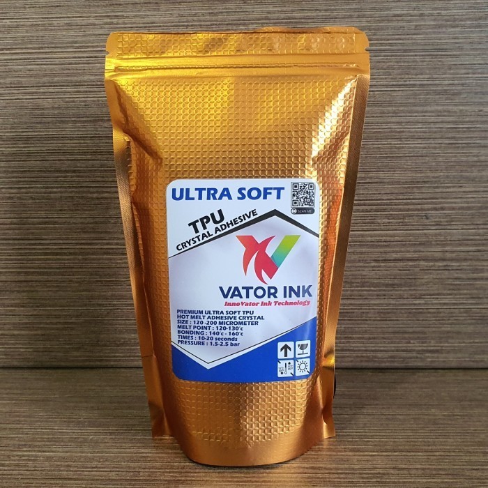 

Vator Tpu Ultrasoft 1Kg Crystal Dtf Adhesive Lem Sablon Plastisol