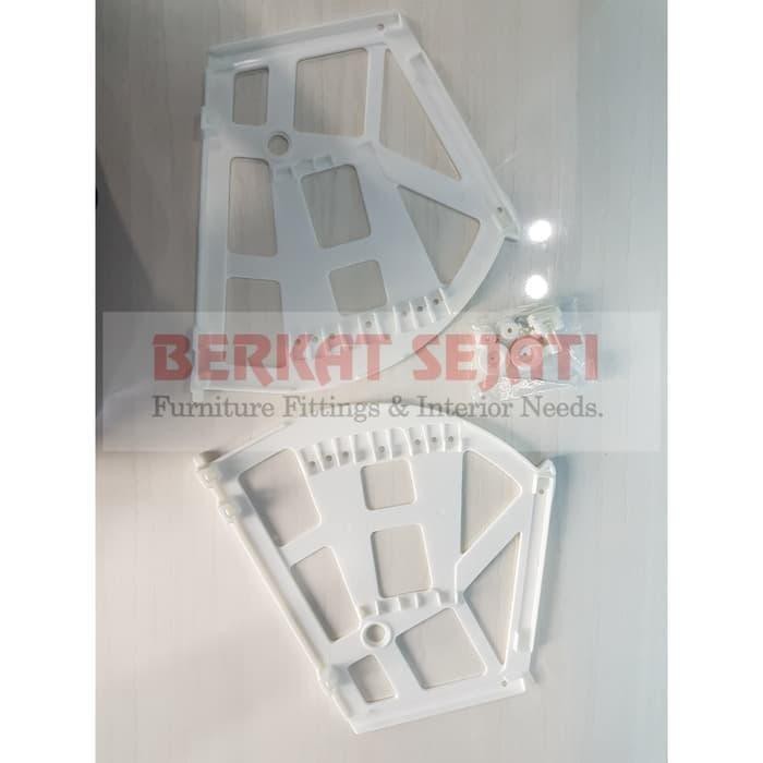 Bracket Fitting Engsel Rak Lemari Sepatu Putar 3 Susun Plastik - Putih