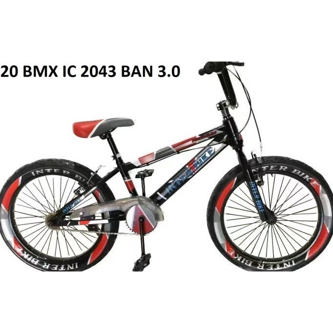 SEPEDA BMX 20" INTERBIK Ban Jumbo 3.0 Frame besi jari jari motor BONUS