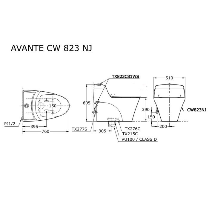 KLOSET DUDUK DENGAN ECO WASHER TOTO CW823NJ / TCW07S TERLARISBEST