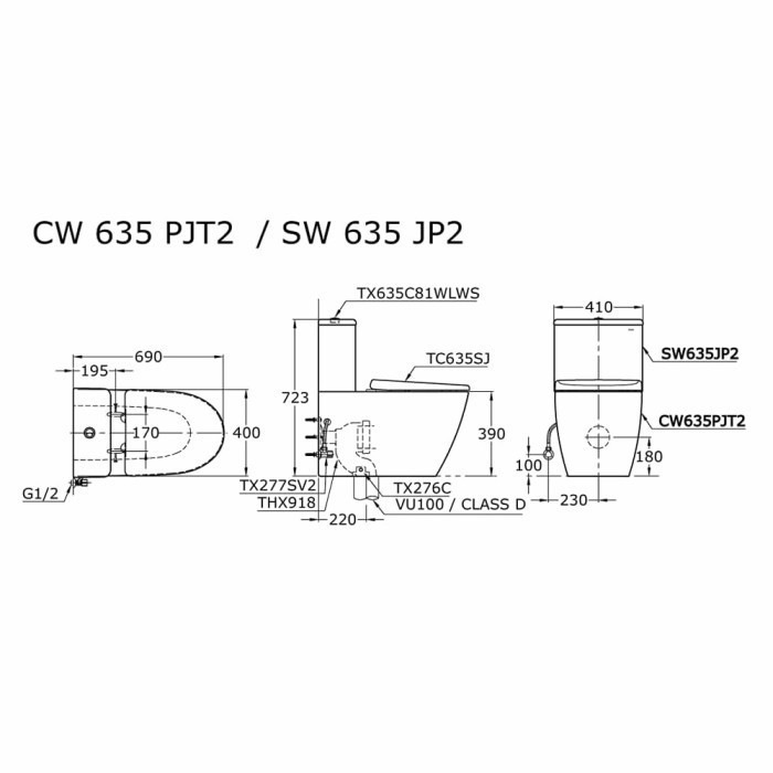 CLOSET DUDUK TOTO CW635PJ/SW635JP2 / CW635PJ/CW635PJ S-TRAP