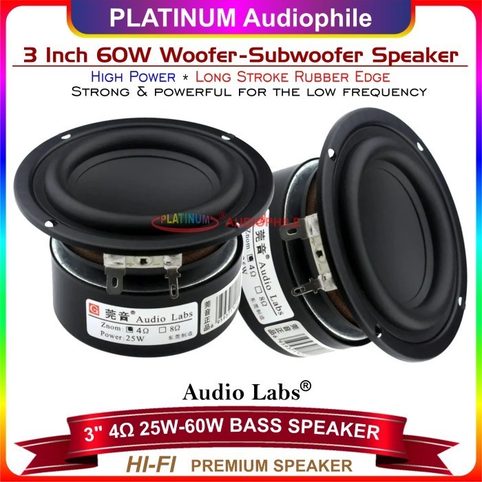 Speaker 3 Inch Subwoofer Woofer Bass 4 ohm 3" 3 in Hifi Audio labs