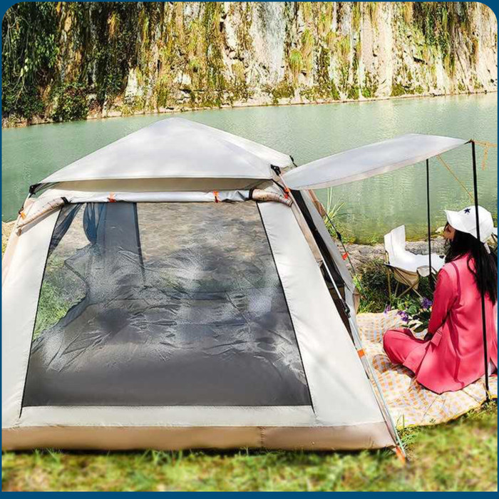 READY tenda camping 4 orang kemah lipat otomatis quick open anti air hujan