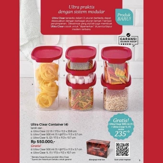 Promo Tupperware Ultra Clear Container 6Pcs Free Box Toples Set