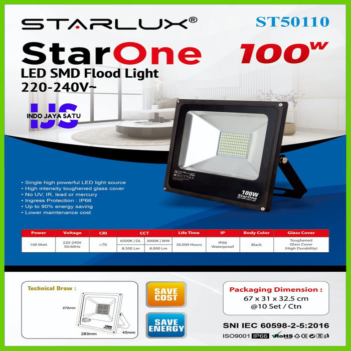 STARLUX STARONE LAMPU TEMBAK 100 WATT LAMPU SOROT LED 100W FLOOD LIGHT