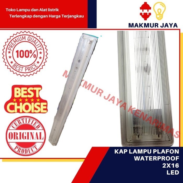 KAP LAMPU WATERPROOF 2X36 LAMPU LED PHILIPS TL 2 X 36 LED 120CM