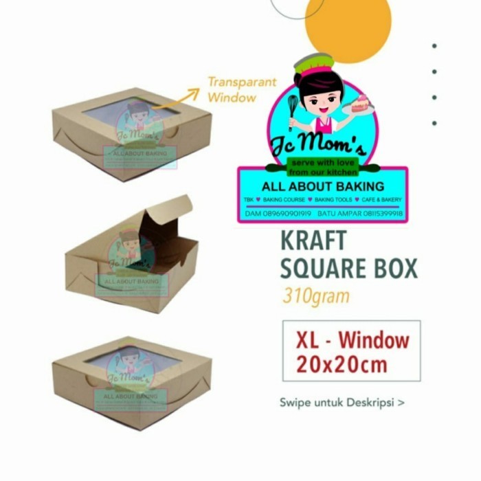Kualitas terbaik] kotak craft coklat Square Box Xl Window