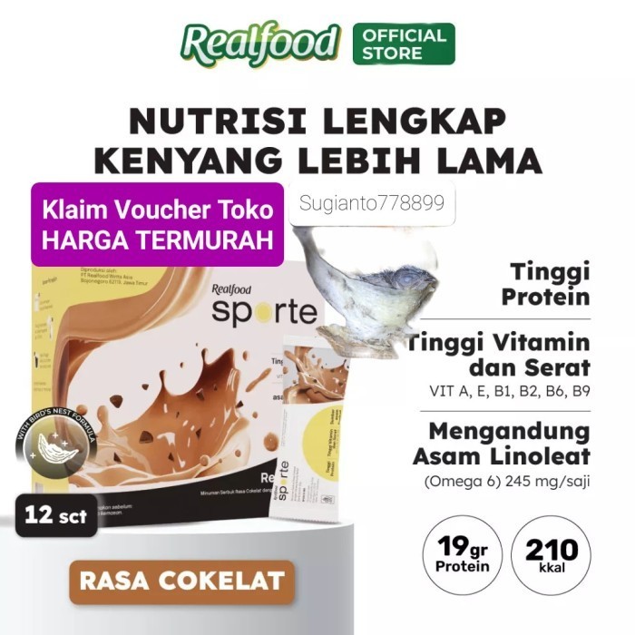 

Realfood Sporte Realmeals Sereal Protein Sarang Burung Walet Coklat 12