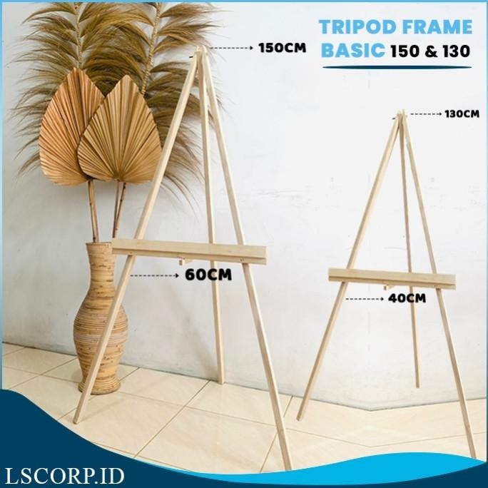 

Stand Tripod Wooden Easel Tripod Kayu Standing Lukis Papan Bunga Foto - Basic Standard, 130 cm
