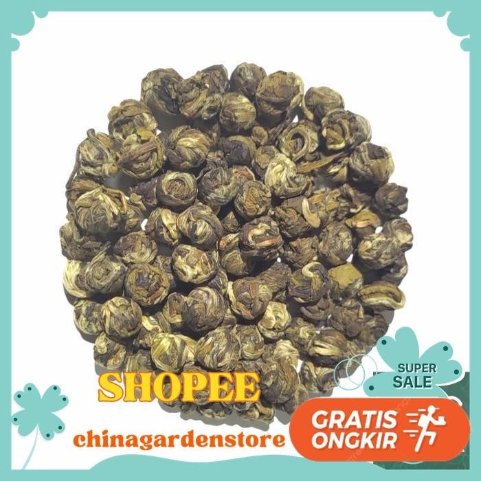 

DRAGON PEARL JASMINE TEA / HAND ROLLED JASMINE GREEN TEA 100 GRAM BEST PRODUK