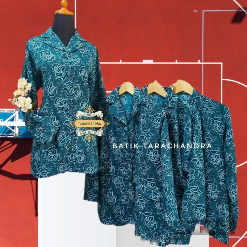 TUNIK ATASAN BATIK BAJU BATIK PKK WANITA - ATASAN BATIK PKK NASIONAL - KEMEJA BATIK PKK HIJAU TOSCA