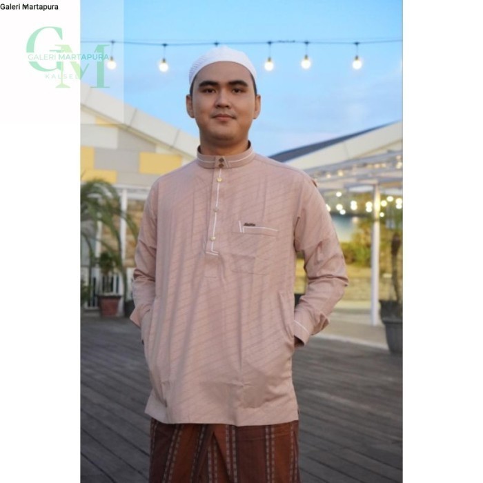 Baju Koko Sultan Wolfis Lengan Panjang Motif Batik Busana Muslim Pria