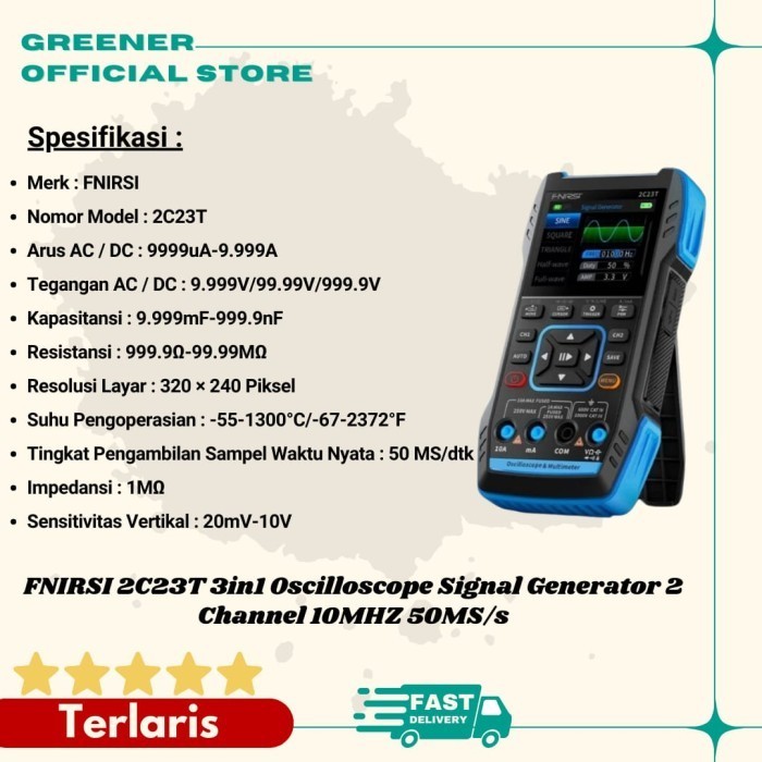 Fnirsi 2C23T 3In1 Oscilloscope Signal Generator 2 Channel 10Mhz 50Ms/S